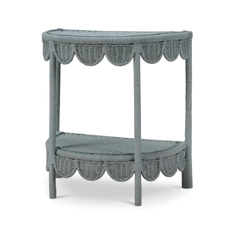 Scalloped Half Round Rattan Side Table 28521 茶几