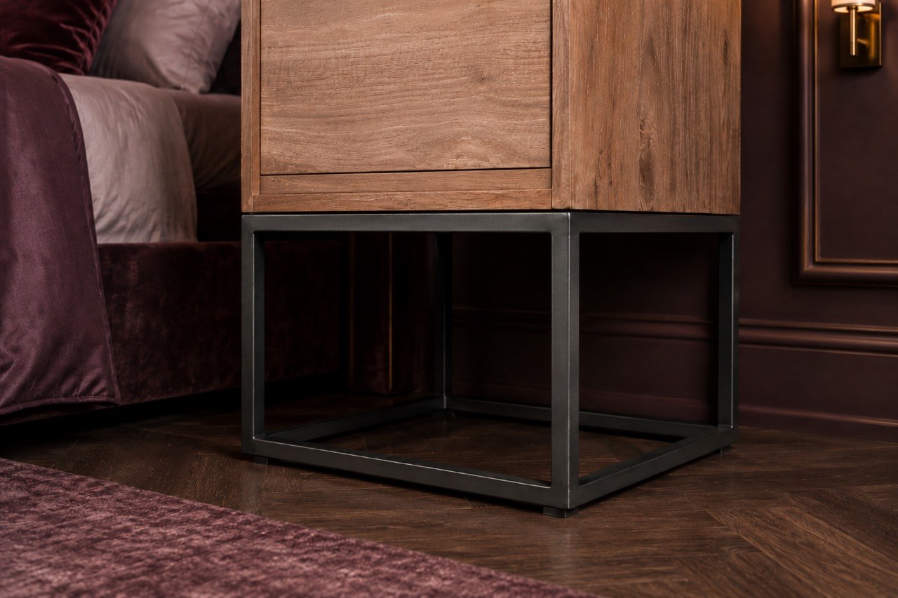 百年循環柚木雙抽鐵架床頭櫃 圖5